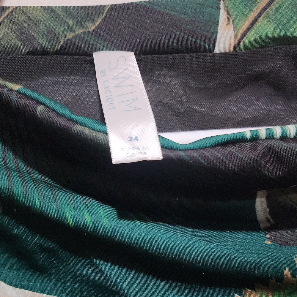 Swim By Cacique 2 Piece Lane Bryant Tropical Green Swimsuit - Picture 4 of 5